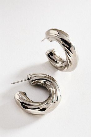 Anthropologie Textured Hoop Post Earrings