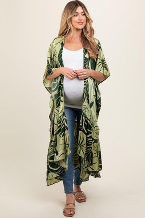 Pinkblush Tropical Print Long Cover Up in Green at Nordstrom, Size Medium