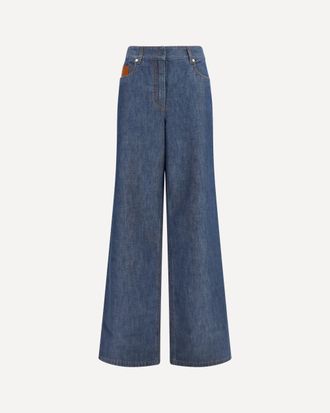 Fendi Jeans in chambray a gamba larga Woman 44