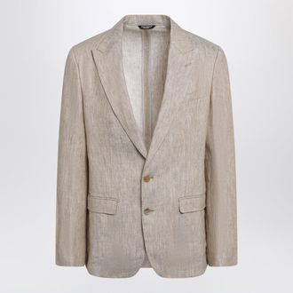Dolce & Gabbana Giacca Taormina monopetto in lino beige m&eacute;lange