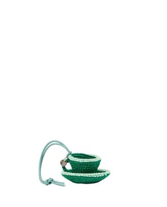 J.W.Anderson Miniature Teacup Keychain With Logo Charm And Leather Cord
