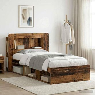 Berkfield Home Bed Frame with Storage Old Wood 90 x 190 cm Engineered Wood in Brown