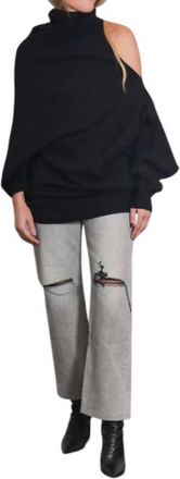 Issey Miyake Crooked Wool Knit Top In Black