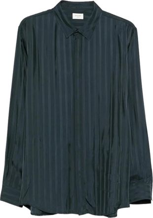 Saint Laurent Camisa Slim Patchwork de Viscosa 4070 - Shirts - Hombre - Verde - XL