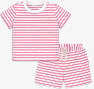 primary Baby Stripe Embroidered Set in Taffy White Stripe at Nordstrom, Size 18-24M