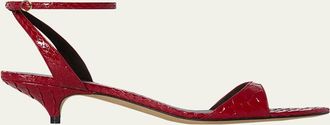 The Row Vika Snakeskin Ankle-Strap Sandals