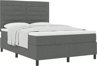 vidaXL Box Spring Bed with Mattress Dark Grey 140 x 200 cm Fabric vidaXL