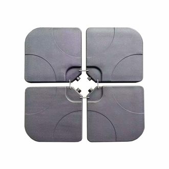 Mobili Rebecca Juego de 4 bases para sombrilla de hdpe negro, 7,5x50x50 cm