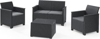 Keter Conjunto Keter 2 Sillones + Sof&aacute; + Mesita Emma Lounge Grafito