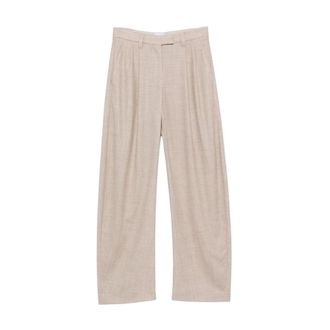 Brunello Cucinelli Broek met Plooien en Zakken - Dames - Broeken - Beige - Maat: L Katoen