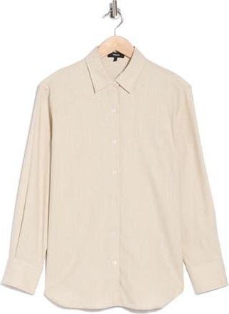 Theory Linen Blend Boyfriend Shirt in Stoneware at Nordstrom Rack, Size X-Large