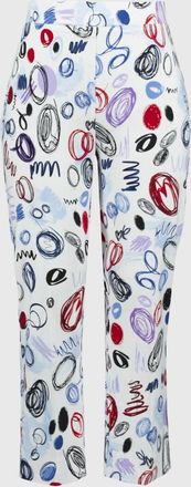 Joseph Ribkoff Millennium Abstract Print Crop Pants In Vanilla/multi