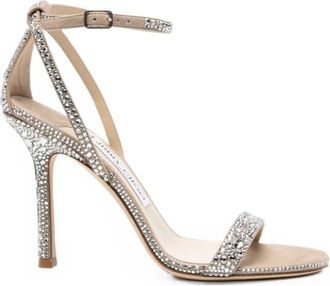 Jimmy Choo London Schoenen, Dames, Grijs, 38 EU, Leer, Moza 100 Sandaal