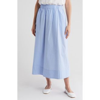 Ellen Tracy Cotton Poplin Skirt in Blue Stripe at Nordstrom Rack, Size X-Small