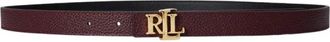 Ralph Lauren Logo Reversible Pebbled Leather Belt - Dames - Riemen - Bruin - XS - Leer - Accessoires