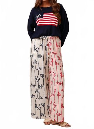 Shore Leave Beaded Beach Wide Leg Pants In Knots & Nautical