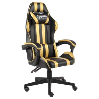 vidaXL Silla Gaming De Cuero Sint&eacute;tico Negro Y Dorado Vidaxl