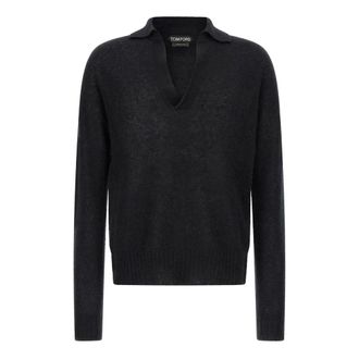 Tom Ford Cashmere and Silk Knit Polo Shirt - male - Tom Ford - Cashmere Knitwear - Black - 2XL - Knitwear