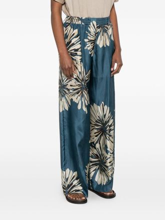 Brunello Cucinelli Brunello Cucinelli Womens Printed Silk Trousers - Blue - Size EU 36 (Womens)