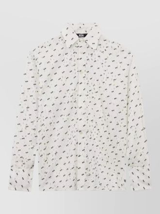 GCDS logo cotton shirt floral embroidery