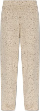 Fabiana Filippi Broek met Lurex Garen - Dames - Wijde Broeken - Beige - S - Wol - Broeken