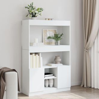 Berkfield Home Highboard&not;White 92x33x140 cm Engineered Wood in White | Size: 92 x 33 x 140 cm