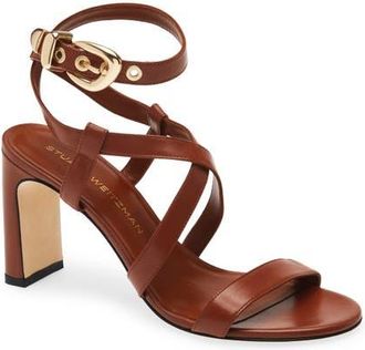 Stuart Weitzman Maven Block 85 Sandal in Luxe Saddle at Nordstrom, Size 10.5