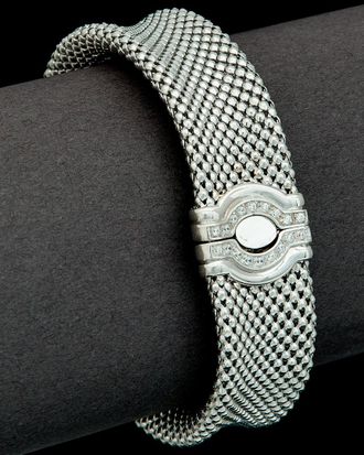 Meshmerise 18K Over Silver 0.20 Ct. Tw. Diamond Buckle Bangle