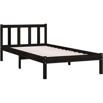 vidaXL Bed Frame without Mattress Black Solid Wood Small Single Vidaxl