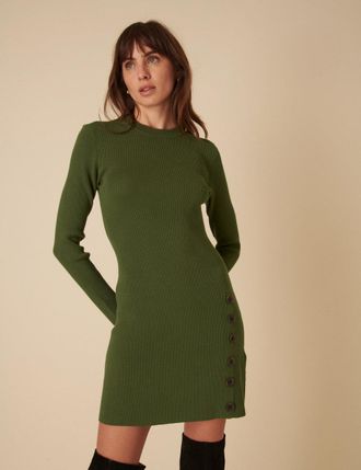 Nobody's Child Green Ribbed Long Sleeve Mini Dress