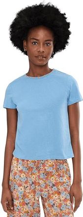 Toad&Co Re-Form Embroidered Crew Womens Clothing Dusk Blue Embroidery : SM, Cotton/Polyester