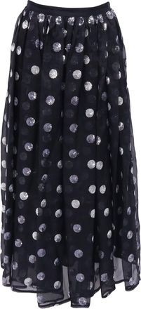 Erdem Erdem Polka Dot Midi Skirt in Black Polyester