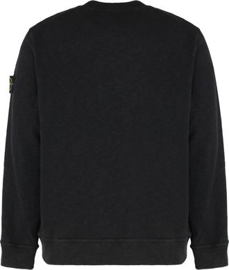 Stone Island Mens Crew Neck Sweatshirt Black Cotton Sweatshirts Sweater