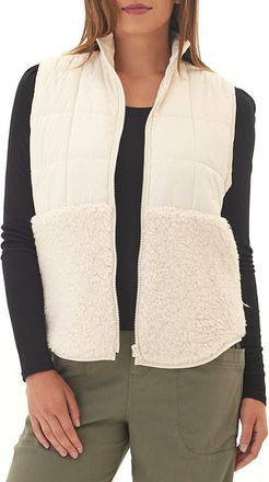 Threads 4 Thought Janey Faux Shearling Mixed Media Puffer Vest in Tapioca at Nordstrom, Size Medium