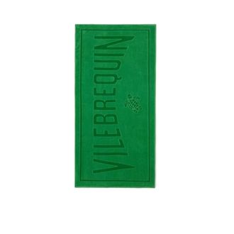 Vilebrequin Home, unisex, Groen, ONE Size, Katoen, Effene strandhanddoek gemaakt van biologisch katoen