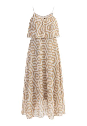 Faina Maxi jurk Dames beige wit