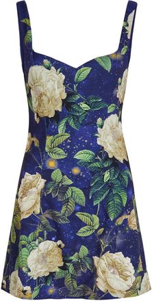 Alice & Olivia Eve Embellished Floral Crepe Mini Dress - Multicoloured - 10 (UK14 / L)