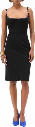 Versace Compact Jersey Cocktail Dress in Nero Deep Dark Navy at Nordstrom, Size 6 Us