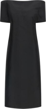 Jil Sander Jurk met off-shoulder halslijn - Dames - Casual kleedjes - Zwart - XS - Wol - Kleedjes