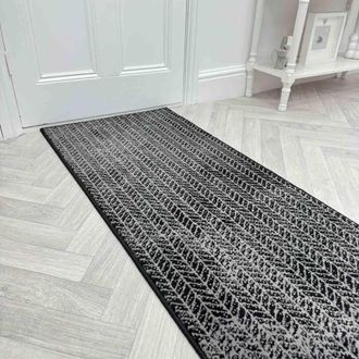 Runrug Hallway Carpet Runner Rug - Soft & Comfy, 9mm - Empire in Black | Size: 70 cm x 420 cm