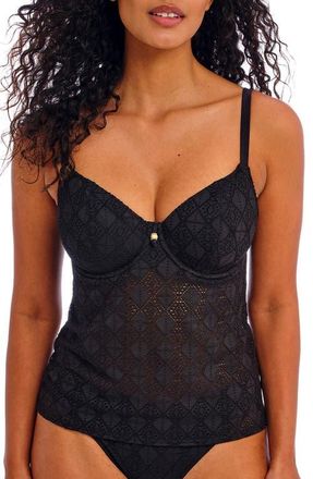 Freya Nomad Nights Underwire Plunge Tankini Top in Black at Nordstrom, Size 30Ff