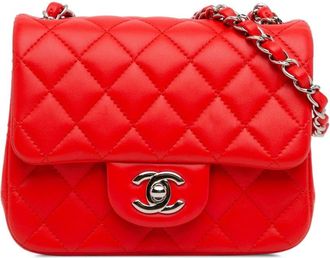 Chanel 2019 Mini Square Classic Lambskin Single Flap crossbody bag - women - Lambskin - One Size - Red