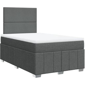 vidaXL Vidaxl - Cama Box Spring Con Colch&oacute;n Tela Gris Oscuro 120x200 Cm