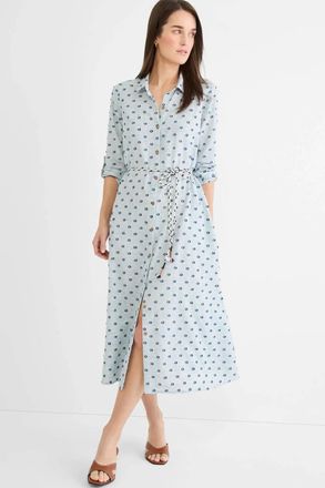Nic+Zoe Clipped Dot Liana Shirt Dress In Blue Multi