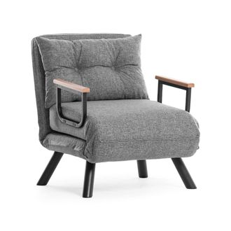 Dmora Butaca Keoni, Sill&oacute;n Reclinable, Apoyabrazos, Soporta 100 Kg, 60x78x78h Cm Gris Oscuro