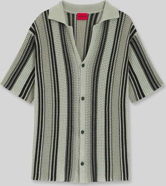 HUGO BOSS Relaxed Fit Freizeithemd aus Strick Modell SEESORN in Mint, Gr&ouml;&szlig;e XXL