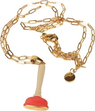 Seletti x Toiletpaper sink plunger necklace - unisex - stainless steel/Gold Plated Metal - One Size
