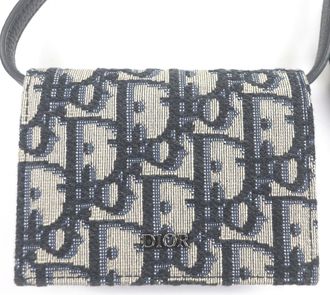 Dior Beige Navy Canvas Leather Pouch (Pre-Owned)