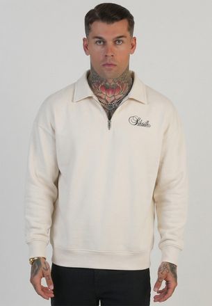 Siksilk Mens Ecru Essentials Polo Sweater XXL