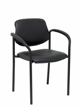 Piqueras y Crespo Silla Fija Styl Similpiel Negro Chasis Negro Con Brazos